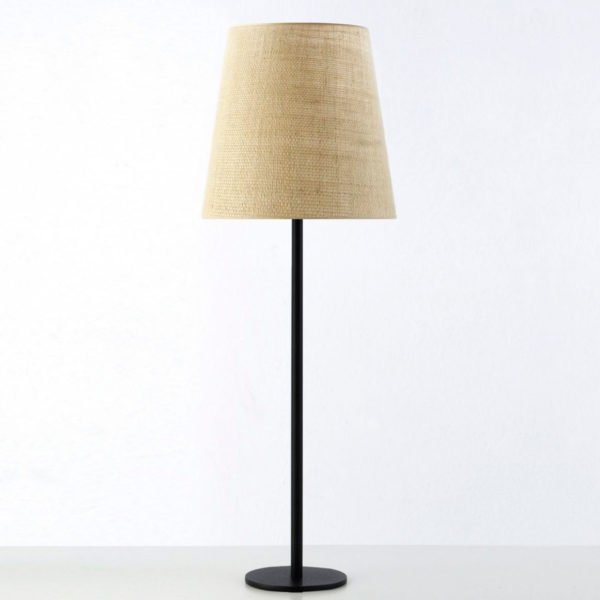 lampara de pie madera con pantalla tela arpillera diseño iluminacion led living dormitorio buenos aires argentina