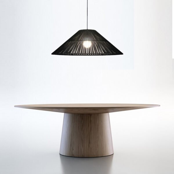 lampara colgante cordon negro redonda diseño decorativa iluminacion calida led soga minimalista algodon moderna hogar mesa comedor cocina