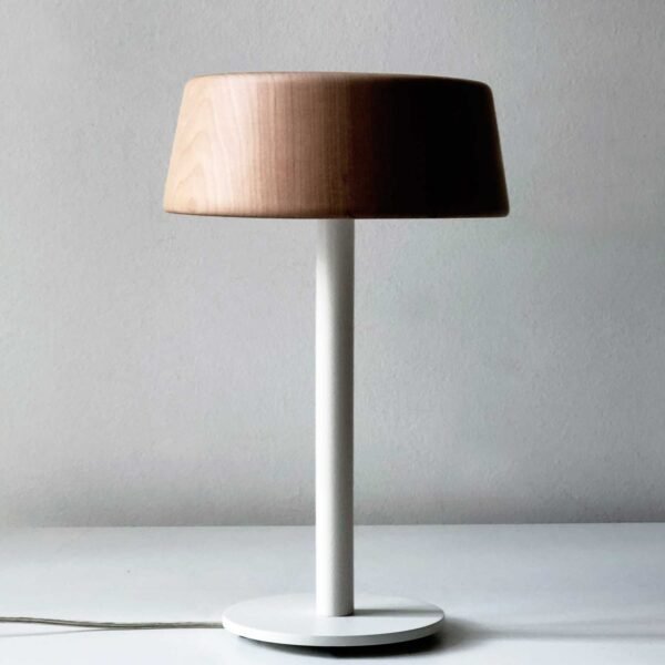 lampara de mesa velador madera blanca objetos luminosos diseño led luz calida dormitorio escritorio buenos aires argentina