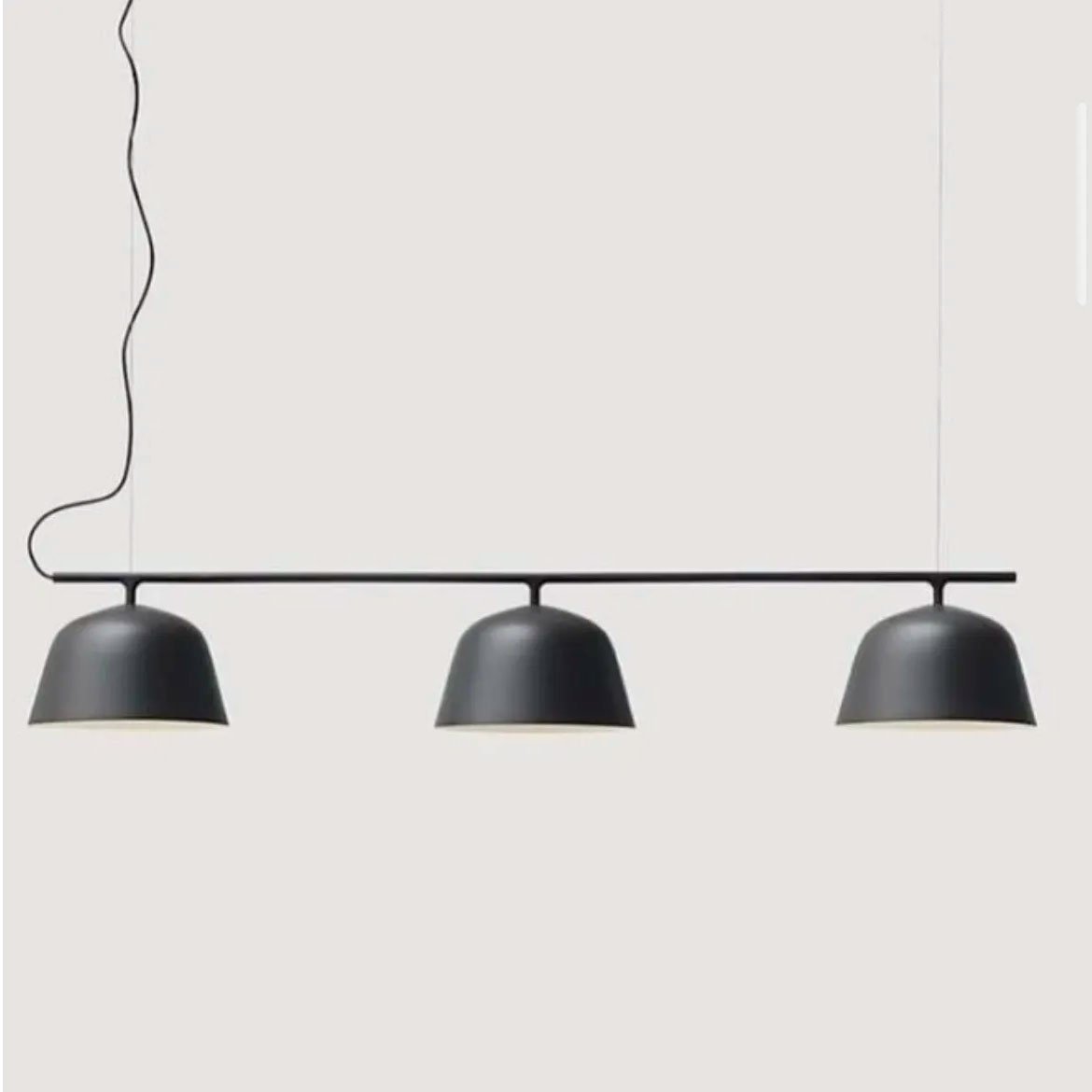 lampara colgante 3 luces metal comedor cocina negro blanco diseño decorativa manfroni